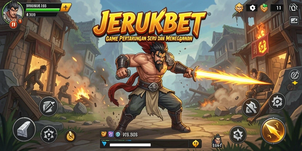 Screenshot utama JERUKBET menampilkan aksi seru dalam pertarungan TPS.
