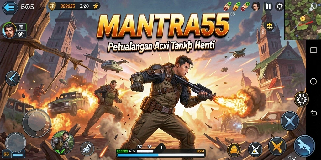 Tangkapan layar utama dari gameplay menegangkan MANTRA55.