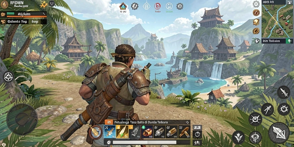 Tampilan gameplay yang memukau dalam dunia terbuka RPIDWIN.