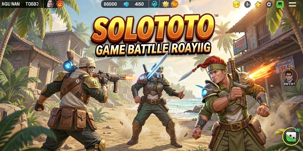 Tampilan gameplay menegangkan dari SOLOTOTO dalam pertempuran Battle Royale.