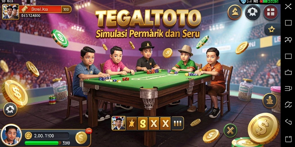 Tampilan gameplay menarik dari TEGALTOTO dengan lingkungan simulasi yang dinamis.