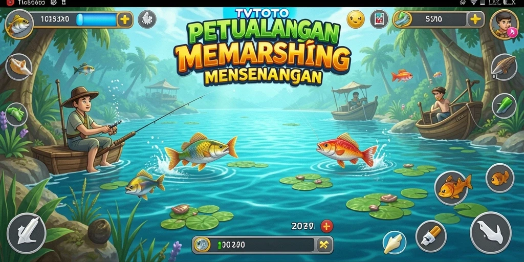 Tampilan gameplay TVTOTO memperlihatkan serunya memancing di laut.