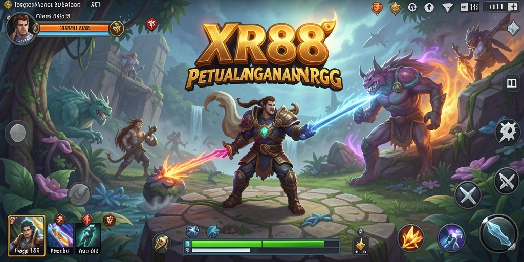 Screenshot XR88 menampilkan pertarungan epik dan karakter yang menawan.